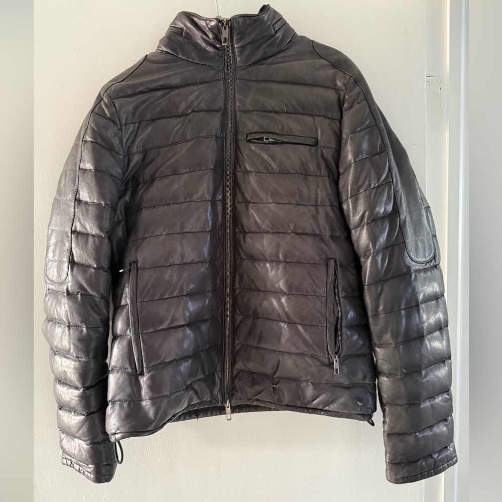 Valentino Soft leather Navy Blue bubble Jacket